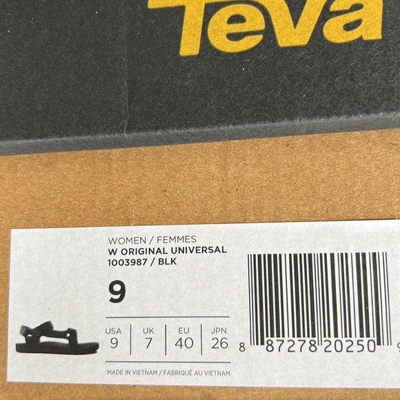 New in the box Teva Original universal black strap Sandal size various - Picture 8 of 8